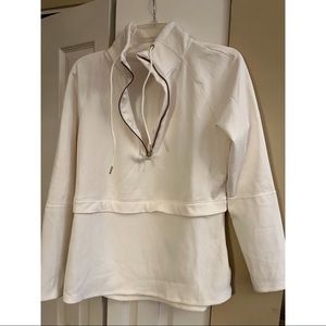 Cream pullover, quarter zip